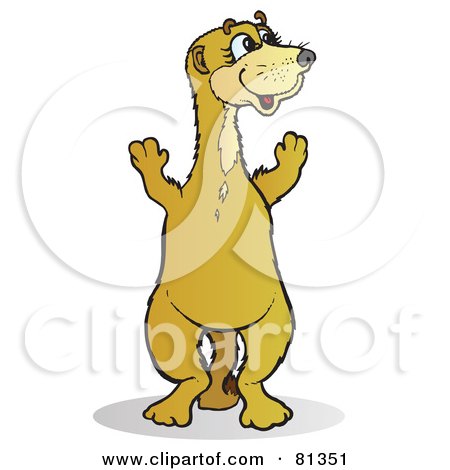 Royalty-Free (RF) Clipart Illustration of a Happy Meerkat Standing On His Hind Legs And Looking Right by Snowy