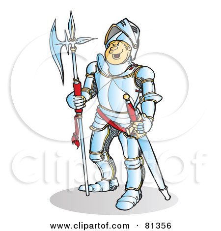 Royalty-Free (RF) Clipart Illustration of A Happy Knight In Silver Armor by Snowy