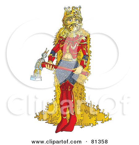 Royalty-Free (RF) Clipart Illustration of a Tough Queen Holding An Axe by Snowy