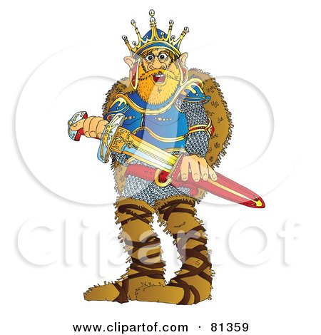 Royalty-Free (RF) Clipart Illustration of a Tough King Holding A Sword by Snowy