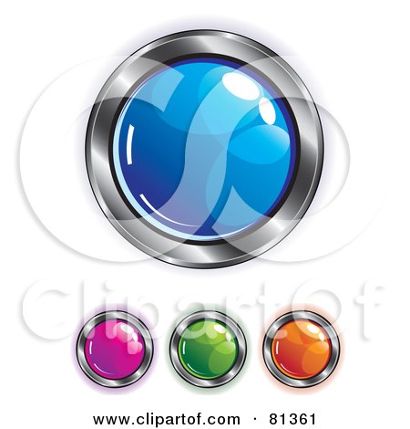 Royalty-Free (RF) Clipart Illustration of a Digital Collage Of Colorful Shiny App Buttons With Chrome Trim by kaycee