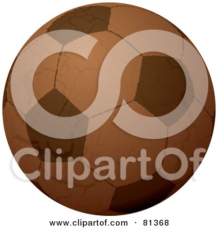 Royalty-Free (RF) Clipart Illustration of a Grungy Brown Leather Soccer Ball by michaeltravers