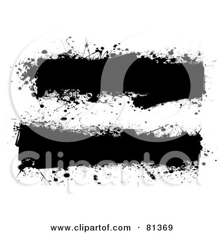 Royalty-Free (RF) Clipart Illustration of a Digital Collage Of Black Grungy Splatter Text Boxes - Version 2 by michaeltravers