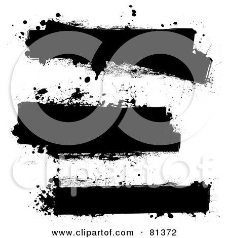 Royalty-Free (RF) Clipart Illustration of a Digital Collage Of Black Grungy Splatter Text Boxes - Version 1 by michaeltravers