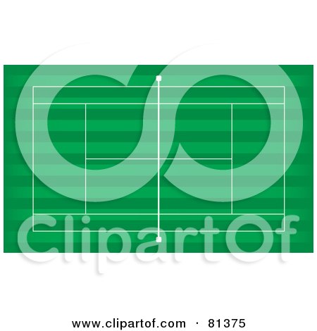 Royalty-Free (RF) Clipart Illustration of a Green Tennis Court Aerial by michaeltravers