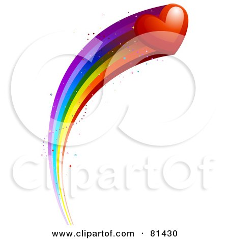 Royalty-Free (RF) Clipart Illustration of a Red Heart With A Rainbow Trail by BNP Design Studio