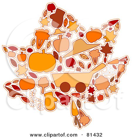 Royalty-Free (RF) Clipart Illustration of a Collage Of Fall Items Forming A Left by BNP Design Studio