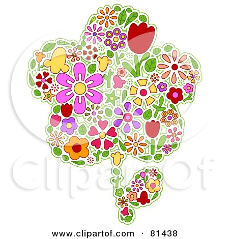 Royalty-Free (RF) Clipart Illustration of a Collage Of Flower Items Forming A Flower by BNP Design Studio