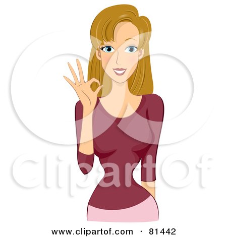 Royalty-Free (RF) Clipart Illustration of a Dirty Blond Woman Gesturing The OK Sign by BNP Design Studio