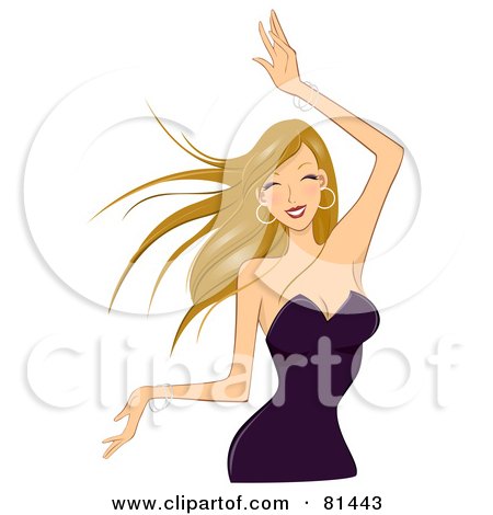 Royalty-Free (RF) Clipart Illustration of a Dirty Blond Woman Dancing In A Purple Dress by BNP Design Studio