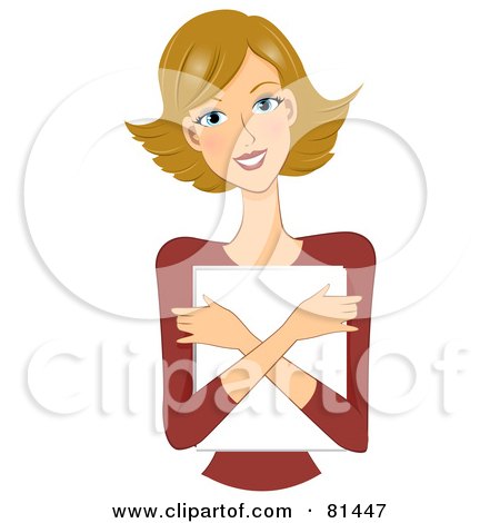 Royalty-Free (RF) Clipart Illustration of a Dirty Blond Woman Holding Papers To Her Chest by BNP Design Studio