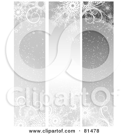 Royalty-Free (RF) Clipart Illustration of a Digital Collage Of Three Silver Christmas Winter Banners by KJ Pargeter