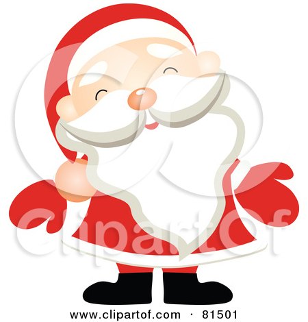 Royalty-Free (RF) Clipart Illustration of a Jolly Santa Wearing Red Mittens by OnFocusMedia
