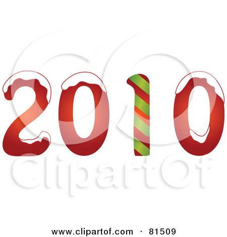 Royalty-Free (RF) Clipart Illustration of a New Year 2010 Topped With Snow by OnFocusMedia