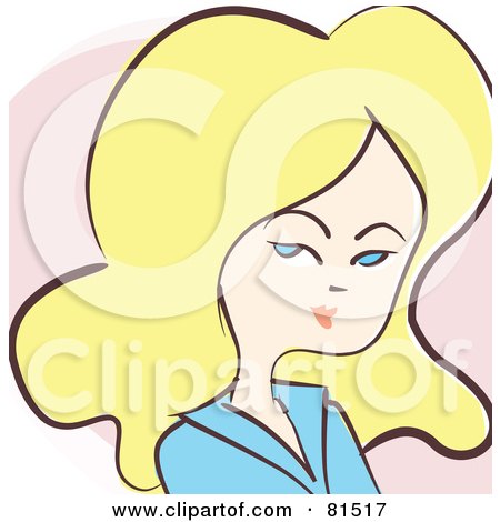 Royalty-Free (RF) Clipart Illustration of a Blond Woman In A Blue Shirt by PlatyPlus Art