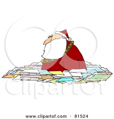 Royalty-Free (RF) Clipart Illustration of Santa Wading Chest High In Letters by djart