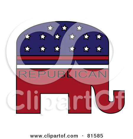 Royalty-Free (RF) Clipart Illustration of a Red White And Blue Republican Elephant - Version 3 by Pams Clipart