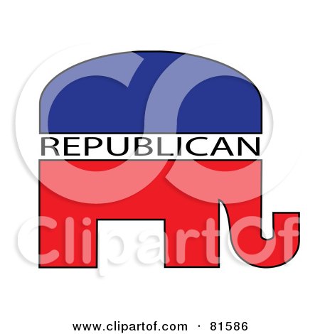 Royalty-Free (RF) Clipart Illustration of a Red White And Blue Republican Elephant - Version 1 by Pams Clipart
