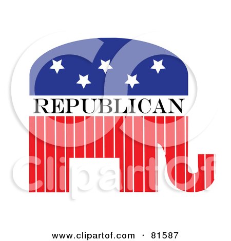 Royalty-Free (RF) Clipart Illustration of a Red White And Blue Republican Elephant - Version 2 by Pams Clipart