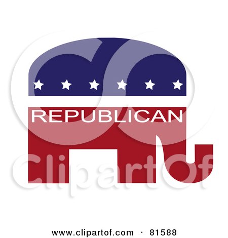 Royalty-Free (RF) Clipart Illustration of a Red White And Blue Republican Elephant - Version 4 by Pams Clipart