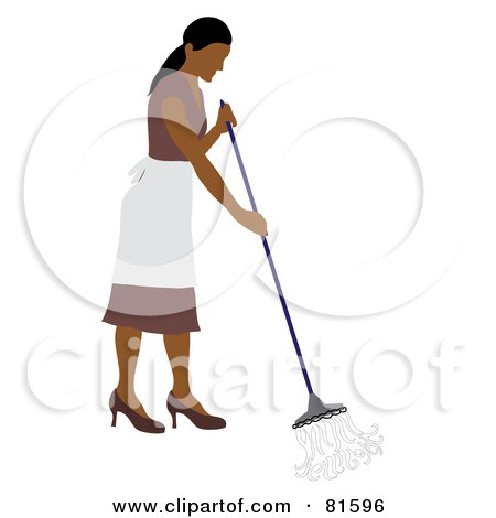 Royalty-Free (RF) Clipart Illustration of a Hispanic Cleaning Lady Mopping A Floor, by Pams Clipart