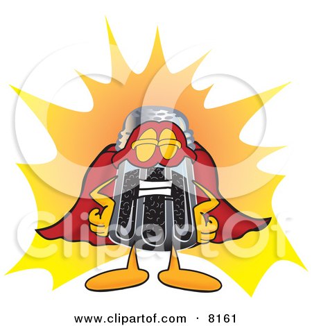 Clipart Picture of a Pepper Shaker Mascot Cartoon Character Dressed as a Super Hero by Mascot Junction