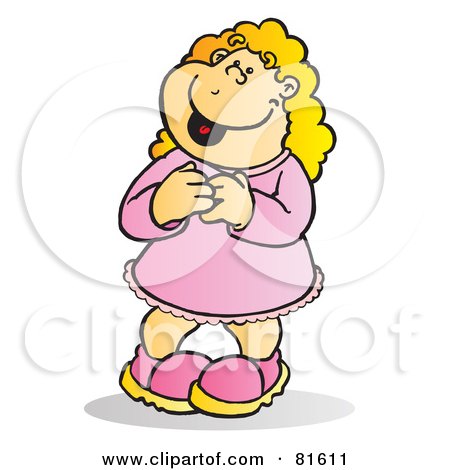 Royalty-Free (RF) Clipart Illustration of a Happy Gushing Blond Girl by Snowy