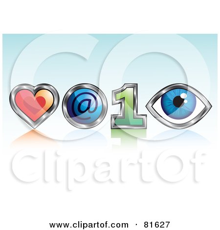Royalty-Free (RF) Clipart Illustration of a Heart, Arobase, 1 And Eye Meaning Love At First Sight by kaycee