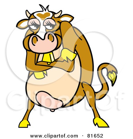 Royalty-Free (RF) Clipart Illustration of a Mad Brown Cow Standing With Her Arms Crossed by Andy Nortnik