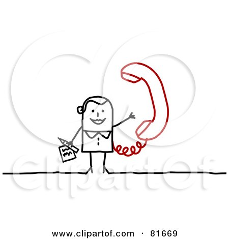 Royalty-Free (RF) Clipart Illustration of a Stick People Woman Holding A Phone by NL shop