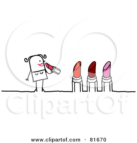 Royalty-Free (RF) Clipart Illustration of a Stick People Woman Sampling Lipstick by NL shop