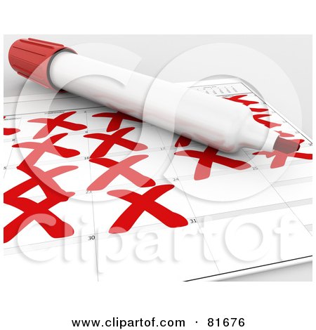 Royalty-Free (RF) Clipart Illustration of a 3d Marker Resting On Top Of A Christmas Countdown Calendar by KJ Pargeter