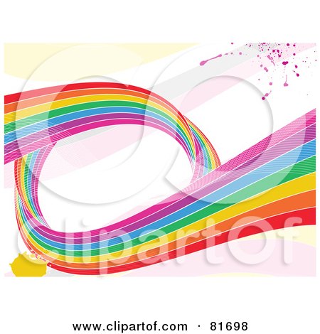 Royalty-Free (RF) Clipart Illustration of a Grungy Circling Rainbow Background by elaineitalia