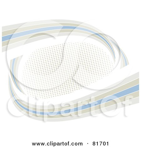 Royalty-Free (RF) Clipart Illustration of a Brown, Gray And Blue Ribbon Circling A Center Of Halftone Dots by elaineitalia