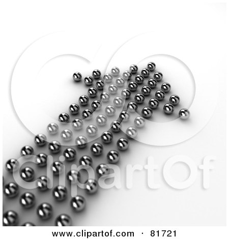 Royalty-Free (RF) Clipart Illustration of a 3d Arrow Formed Of Reflective Silver Balls by stockillustrations