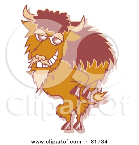 Royalty-Free (RF) Clipart Illustration of a Furry Buffalo Strutting His Stuff by Andy Nortnik