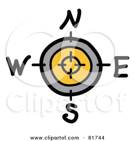 Royalty-Free (RF) Clipart Illustration of a Gray, Yellow And Black Compass by Andy Nortnik