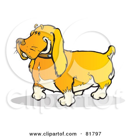 Royalty-Free (RF) Clipart Illustration of a Happy Golden Dog With A Stub Tail by Snowy