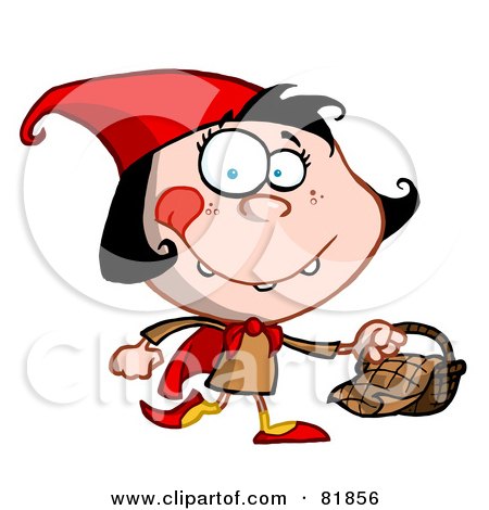Royalty-Free (RF) Clipart Illustration of a Little Red Riding Hood Cartoon Girl Carrying A Basket by Hit Toon