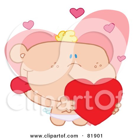 Royalty-Free (RF) Clipart Illustration of a St Valentine's Day Cupid Holding A Heart - Version 3 by Hit Toon