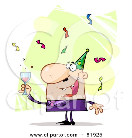 Royalty-Free (RF) Clipart Illustration of a Man Toasting At A New Years Party - Version 2 by Hit Toon