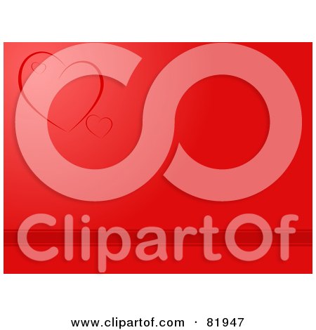 Royalty-Free (RF) Clipart Illustration of a Red Background With Hearts In The Corner And A Bar Along The Bottom by oboy