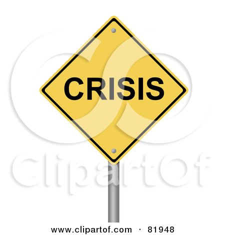 Royalty-Free (RF) Clipart Illustration of a Yellow Crisis Warning Sign by oboy