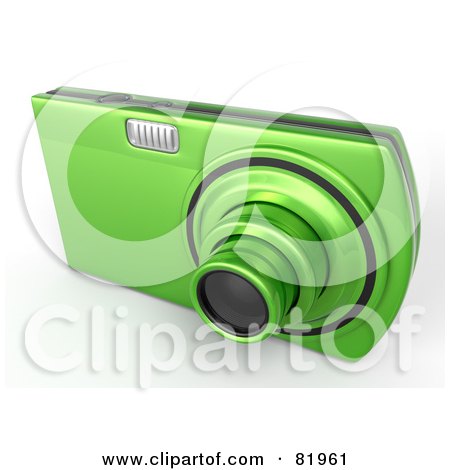Royalty-Free (RF) Clipart Illustration of a Metallic Green Point And Shoot 3d Camera by Tonis Pan