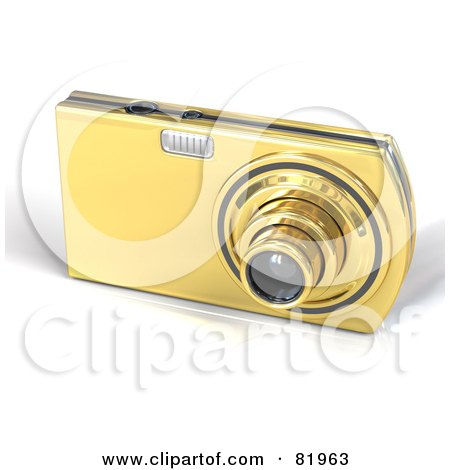 Royalty-Free (RF) Clipart Illustration of a Golden Point And Shoot 3d Camera by Tonis Pan