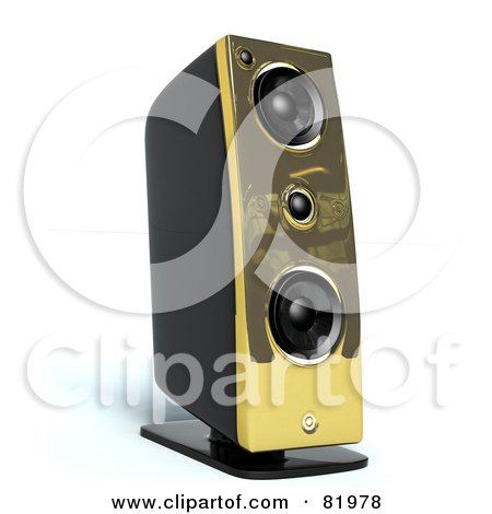 Royalty-Free (RF) Clipart Illustration of a 3d Black And Gold Music Speaker by Tonis Pan