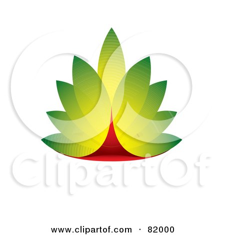 Royalty-Free (RF) Clipart Illustration of a Green And Red 3d Eco Leaf Design by michaeltravers