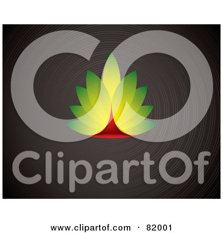 Royalty-Free (RF) Clipart Illustration of a Green 3d Eco Leaf Design On A Gray Background With Circles by michaeltravers