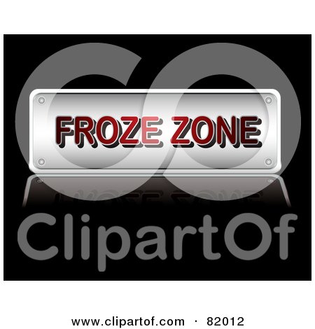 Royalty-Free (RF) Clipart Illustration of a Silver Froze Zone Sign With Red Text by michaeltravers