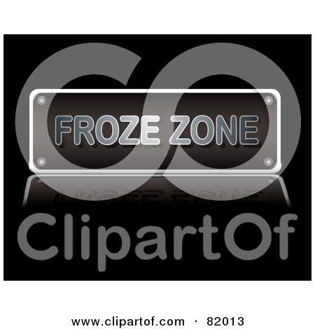 Royalty-Free (RF) Clipart Illustration of a Black Froze Zone Sign With Silver Text by michaeltravers